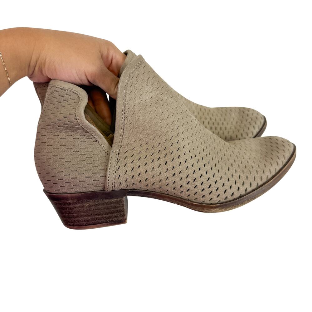 Lucky Brand Bailey Perforated Ankle Booties Boots Beige Gray - 7.5